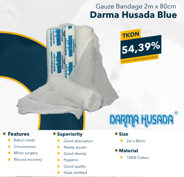 Darma Husada Blue Gauze Bandage 2m x 80cm