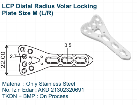 LCP Distal Radius Volar Locking Plate Size M (LR)