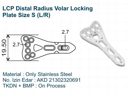 LCP Distal Radius Volar Locking Plate Size S (LR)